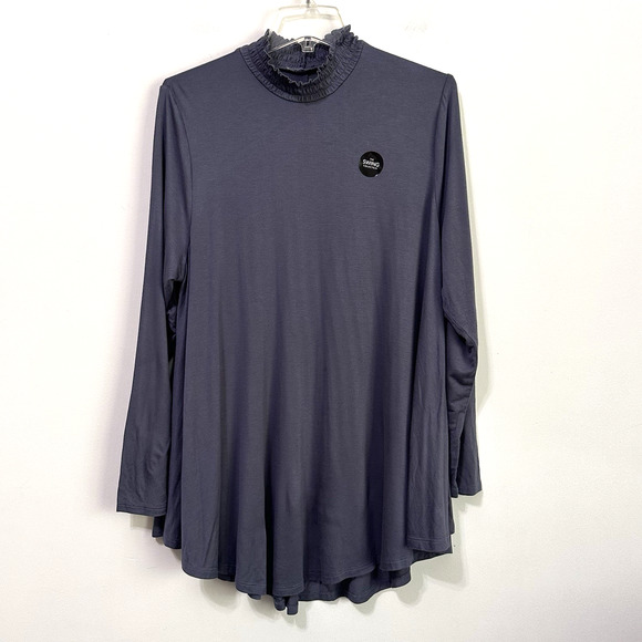 Lane Bryant Swing Tunic 14/16 Plus Blue Smock Neck Long Sleeve Soft Relaxed NEW - Picture 1 of 11